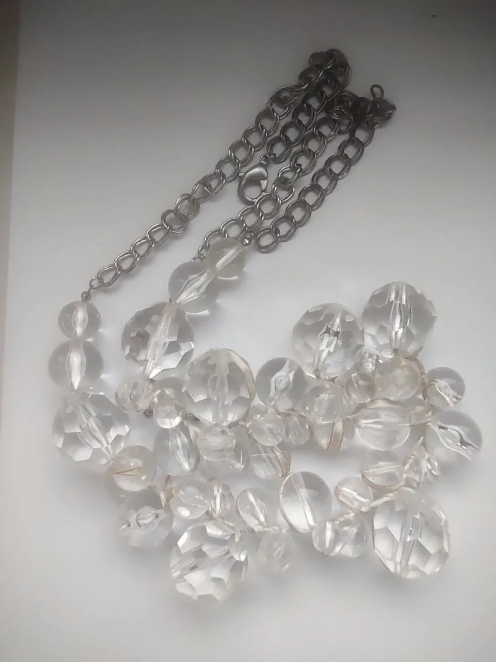 Vintage Clear Crystal Beaded Statement Necklace 15” Bridal Glam